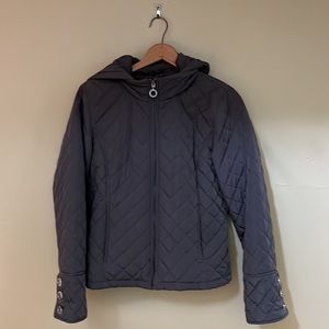 Calvin Klein | Quilted detachable-hood jacket | Titanium | Size L
